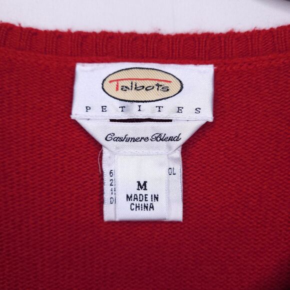 Talbots Sweater Petite Medium Red Merino Wool Cashmere Blend Vintage - Picture 9 of 11
